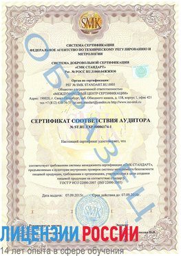 Образец сертификата соответствия аудитора №ST.RU.EXP.00006174-1 Лермонтов Сертификат ISO 22000